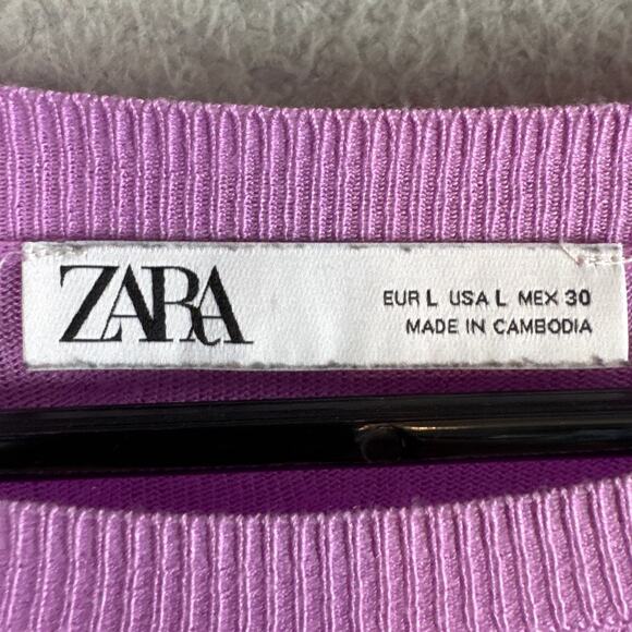 Zara Women's Confetti Sweater Metallic Pink SZ L Relaxed Fit Oversized Normcore - Picture 6 of 8